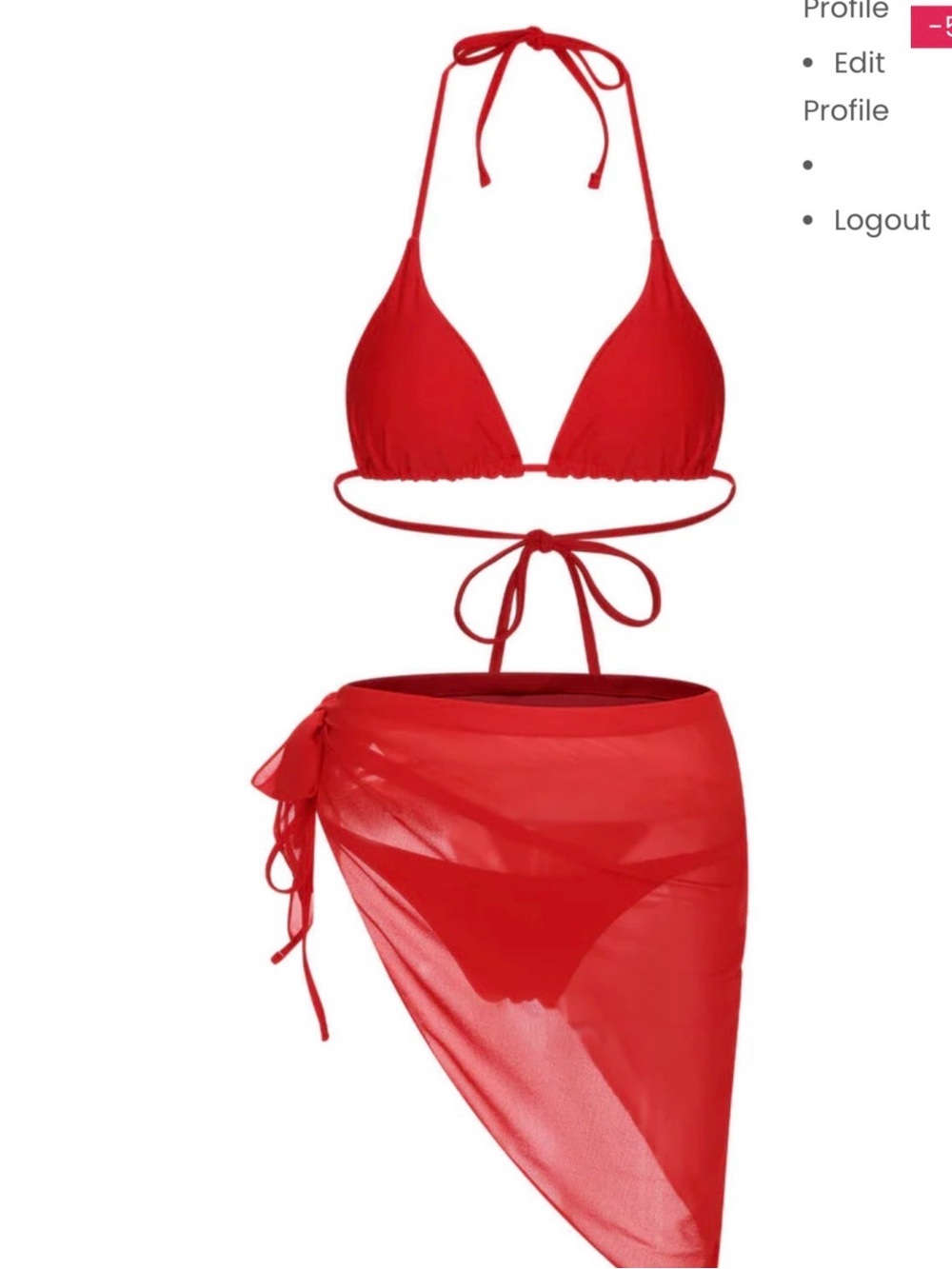 NWT 🤩💋 RED 1950S SOLID HALTER BIKINI SET & COVER-UP Large (fits like M)